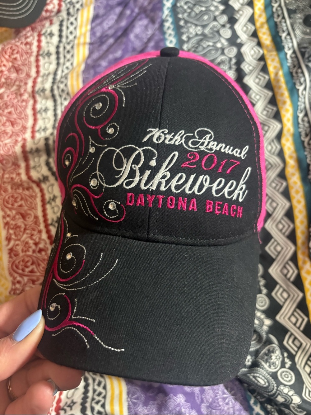 Daytona Beach Bikeweek 2017 Embroidered Baseball Cap - Black & Pink